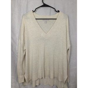 Chelsea 28 Everyday V-Neck Pullover Sweater SZ 1 Oatmeal